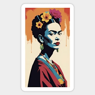 Frida's Chromatic Charm: Colorful Portrait Magnet